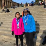 2 people on steps at Rocky Run November 9, 2019