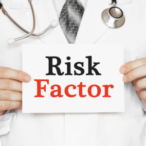 Doctor holding up risk factor sign